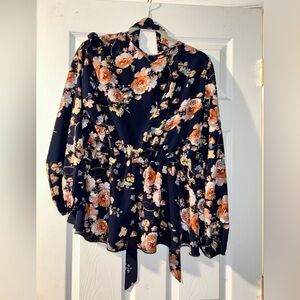 XL floral Tie blouse